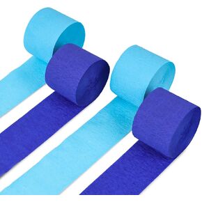Koogel 4 Crepe Paper Rolls, Blue Crepe Paper Streamers Party Decorations for Ocean Theme Party Birthday Wedding 1.8 Inch x 82 Ft/Roll