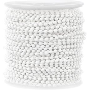 CleverDelights White 2.4mm Ball Chain Spool - 30 Feet - #3 Size - Bulk Roll