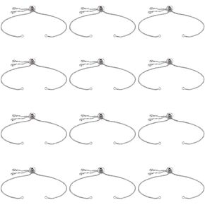 1 Box 32Pcs Bracelet Slider Chain Adjustable Slider Chain Bracelet Platinum Extender Chains with Rhinestone Brass Slider Beads Findings for Jewelry Making Chains Supplies DIY Women Bracelets