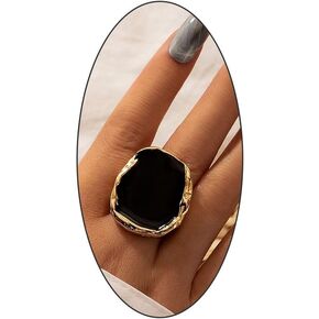GIGB PBDK Gold Vintage Enamel Drip Ring for Women 14k Gold Chunky Simple Irregular Geometric Ring Punk Lightweight Statement Finger Rings Jewelry