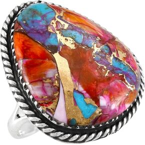 Turquoise Ring Sterling Silver 925 Genuine Gemstones Size 6 to 11
