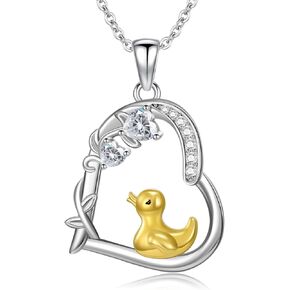 Heart Animal Necklace 925 Sterling Silver Cute Animal Pendant Jewelry Gifts for Women Girlfriend Mom Animal Lovers
