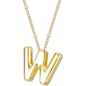 Initial Necklaces for Women 18k Gold Plated Dainty Balloon Bubble Letter Pendant Necklace Gold A-Z Puffy Name Initial Letter Necklaces for Women Trendy Jewelry Gift