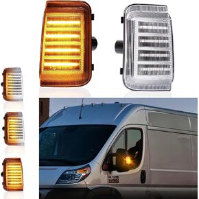 Sequential LED Side Mirror Marker Lights Compatible with 2014-2022 Dodge Ram Promaster 1500 2500 3500 Towing Mirror Turn Signal Indicator Lamps, Clear Len