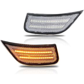 Front Fender LED Side Marker Lights for 2021-2024 Yukon XL Denali Tahoe Suburban Escalade ESV, Smoked Lens Side Bumper Marker Lamps, Amber LED Side Markers Turn Signal Lights, 2 PCS