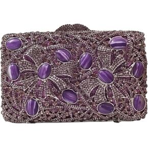 Purple Stones Clutch Women Luxury Crystal Evening Bag Glitter Rhinestone Purses For Party Wedding