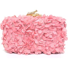 Women Floral Clutch Purses Satin Floral Appliques Evening Bags Bridal Wedding Party Prom Handbags