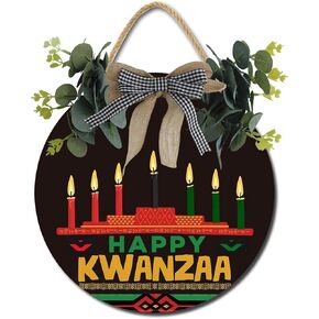 Happy Kwanzaa Wooden Sign, Kwanzaa Wall Hanging and Decor for Home or Office, Kwanzaa Decorations for Front Door Porch Wall Kwanzaa qrnaments 11"