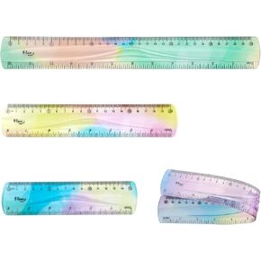3pcs Flexible Rulers for School, 12/8/6 inch Bendable Ruler Soft Plastic Rulers Bulk Flex Ruler with Centimeter and Inch Scales for Students Kids Classroom Office Home Supplies(Gradient Colored)