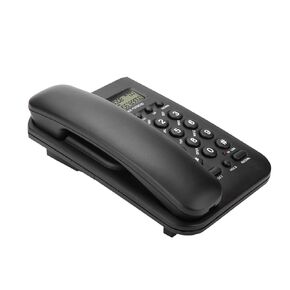 Desktop Wall Phone DTMF Dual System 30 Groups Call Number Check Redial Powered by Telephone Line (Black)