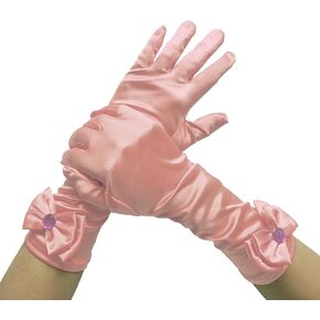 Little Girls Long Princess Costume Formal Bows Gloves Princess Satin Gloves Princess Dress-Up Birthday Cosplay Gloves
