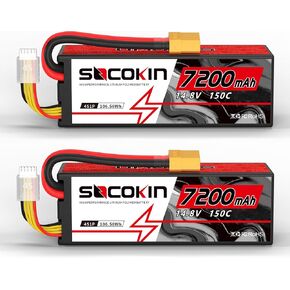 4S Lipo Battery 14.8V 7200mAh 150C with XT90 Plug Hard Case for RC Car RC Boat RC Racing Truck Helicopter Airplane 2 Pack