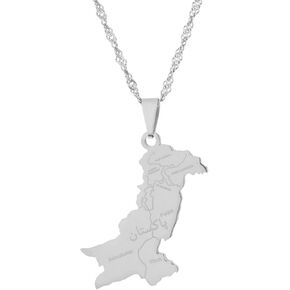 Fashion Stainless Steel Pakistan Map Pendant Necklace