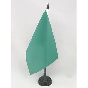 Plain Green Table Flag 5'' x 8'' - Green Solid color Desk Flag 21 x 14 cm - Black plastic stick and base - AZ FLAG