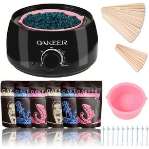 Oakeer Waxing Kit Hair Removal Women Men Wax Warmer Hair Removal at Home with 6 Bags Wax Beans Body Waxing for Eyebrows Nose Cheeks Arms Bikinis Legs 62 Accessories