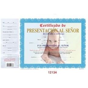 Certificado De Presentacion Al Senor [12-ct]