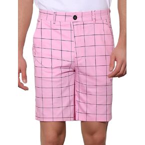 Lars Amadeus Men's Summer Plaid Shorts Slim Fit Flat Front Business Chino Short Pants