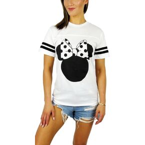 Disney Womens Mickey Mouse and Minnie Mouse Varsity Football Tee