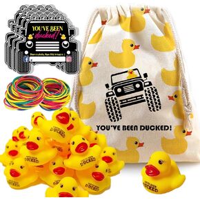 LANBAIHE You've been Ducked، مجموعة بطة البط، مجموعة 91 قطعة، 20 بطاقة بطة، 20 بطة مطاطية صفراء، 50 شريطًا مطاطيًا، 1 حقيبة بطة برباط، هدية لأي متحمس للبط (بطة مطاطية صفراء 02) in Kuwait