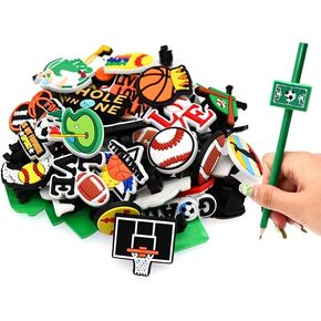XHAOYEAHX 30PCS Sports Style Pen Pencil Topper Decoration,Different DIY Pencil Clip Designs,Pen Pencil Charms,Suitable for School Prize,Students Classroom Reward,Gift Idea.