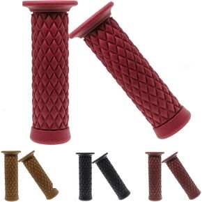 Motorcycle Handles Grips - Non Slip Rubber Motorcycle Grips for Harley Honda Yamaha Suzuki Kawasaki (Red)