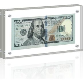 Acrylic Currency Display Frame 7.8" x 3.9" Dollar Bill Frame Currency Frame Self Standing Dollar Bill Holder Thickened Bills Display Case for Currency Picture Money Tickets
