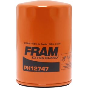 FRAM Extra Guard Spin-On Automotive Replacement Oil Filter, Designed for Conventional and Synthetic Oil Changes Lasting up to 10k Miles, PH12747 with SureGrip (Pack of 1)