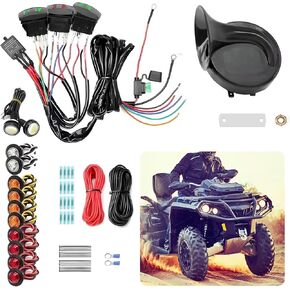 Universal ATV UTV SXS Turn Signal Kit, Street Legal Turn Signal Rocker Light 60DB 510HZ Horn for Polaris RZR Ranger Pioneer Can-Am Kawasaki Golf Cart Dune Buggy and 4x4 Project motorcycles
