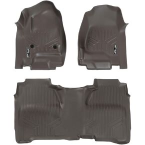SMARTLINER Custom Fit Floor Mats 2 Row Liner Set Cocoa for Crew Cab 2014-2018 Silverado/Sierra 1500-2015-2019 2500/3500 HD