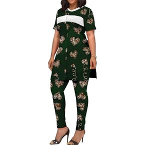 African Clothing for Women Short Sleeve Shirt and Print Pants 2 Piece Set Tracksuit Plus Size Dashiki Casual Outfit