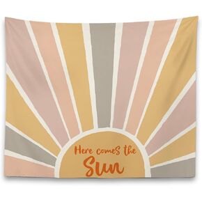 MNASAIOO Boho Here Comes The Sun Classroom Wall Tapestry Hanging for Bedroom, Nursery Sunshine Tapestries Wall Hanging Decor Gifts for Women Girls Kids Living Room Home Dorm 50x60 inches