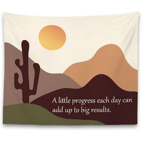 MNASAIOO Boho Sun Wall Tapestry Hanging for Bedroom Classroom, Inspirational A Little Progress Each Day Tapestries Wall Hanging Decor Gifts for Women Living Room Home Dorm Office 50x60 inches