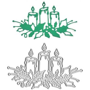 Christmas Candle Metal Cutting Dies Merry Christmas Background Die Cuts Embossing Stencils Template Mould for Card Making DIY Scrapbooking Album Decorative Accessories Die-Cutting and Embossing