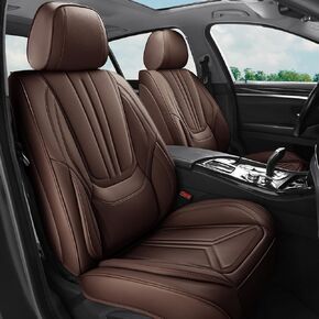 Car Seat Covers Front Seats, Luxury Leather Car Seat Covers, Waterproof and Breathable Seat Covers, Universal Car Seat Protector Fit for Cars, Trucks, SUVs, Pick-ups (Black&Red Line)