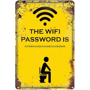 Vintage Metal Tin Sign Home Restroom Funny Metel Decorative Signs Retro Wall Decor Wall Signs - The WiFi Password is Vintage Metal Pub Club Cafe bar Home Wall Art Decoration Poster Retro 8x12 Inch