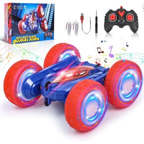 سيارة عنكبوت تعمل بالتحكم عن بعد، سيارات RC Stunt RC Car Toys لعبة موسيقى وأضواء ديناميكية جديدة مطورة على الوجهين تدور 360 درجة شاحنة الانجراف 4WD Rc للأولاد والبنات هدية عيد ميلاد