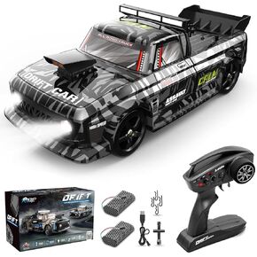 Remote Control Drift Car, 1:12 Scale 4WD Rechargeable RC Car 30KM/H High-Speed Racing Vehicle with LED Lights 2 Batteries Gifts for Boys Girls Kids, Camouflage Black