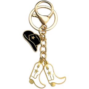 Western Keychain Cowboy Key Chain For Men Women Cowgirl Accessories For Women Hat Boot Key Ring Creative Jewelry For Western Lovers