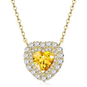 Crystal Heart Pendant Necklace For Women,Christmas Gift,Birthstone,CZ Necklace,Fashion Jewelry,14K Gold Plated/Sliver Tone,Gifts for Mother Daughter Wife Girlfriend