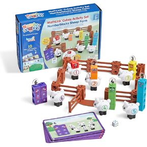 hand2mind Numberblocks Sheep Farm MathLink Cubes Activity Set, Preschool Learning Activities, Farm Playset, Counting Blocks, Number Toys, Kids Educational Toys, Math Manipulatives for Preschoolers