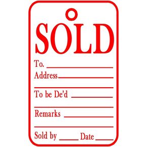 Sold Tags,2X3.5 Inch Merchandise Tag for Store Retail Small Business,100 Count Per Pack