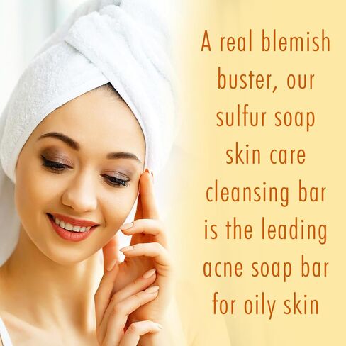 Herblov Cleansing 10% Sulfur Soap Bar for Face & Body – Natural Shine Control Facial Cleanser for Acne, Oily Skin – Made in USA Skincare Wash with Lemongrass, Tea Tree Oil, Vitamin E, Coconut Milk in Kuwait