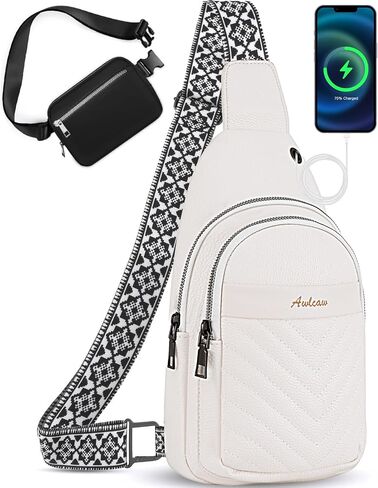 Awlcaw Crossbody bags for Women, Faux Leather Small Sling Bag Fashion Shoulder Waist Packs Purse and Fanny Packs Set, Pink in Kuwait
