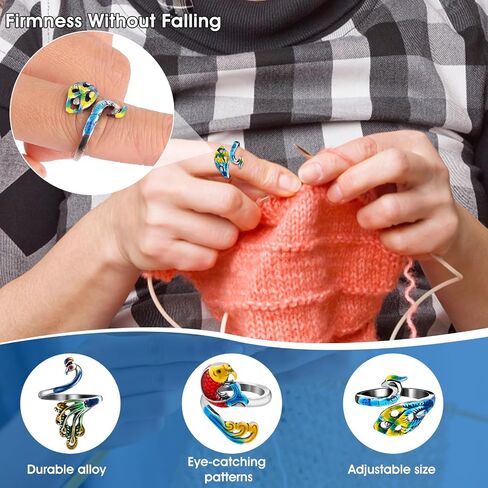 10 قطع من حلقات الكروشيه قابلة للتعديل، خطافات حلقة كروشيه للأصابع، حلقة شد الغزل للكروشيه، حلقات شد للكروشيه لحلقة غزل ثعبان القط، لعشاق الكروشيه، للنساء in Saudi Arabia