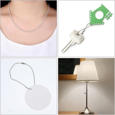 16 Ft Dog Tag Chain, 2.4mm Necklace Chains with 40 Connectors, Light Pull Chain Extension for Beaded Dog Tag Necklace, Pull Chain DIY Bracelets Keychain Craft in Saudi Arabia
