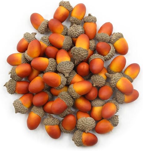 50 Pcs Mini Artificial Lifelike Golden Brown Acorns with Natural Cap Simulation Oak Nut for Crafts, Wedding, Home Vase Filler, Photo Booth Studio Props, Autumn Thanksgiving Christmas Decor in Saudi Arabia