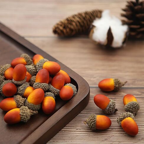 50 Pcs Mini Artificial Lifelike Golden Brown Acorns with Natural Cap Simulation Oak Nut for Crafts, Wedding, Home Vase Filler, Photo Booth Studio Props, Autumn Thanksgiving Christmas Decor in Saudi Arabia