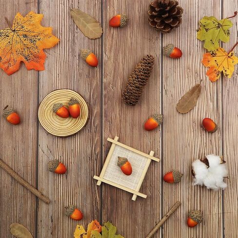 50 Pcs Mini Artificial Lifelike Golden Brown Acorns with Natural Cap Simulation Oak Nut for Crafts, Wedding, Home Vase Filler, Photo Booth Studio Props, Autumn Thanksgiving Christmas Decor in Saudi Arabia