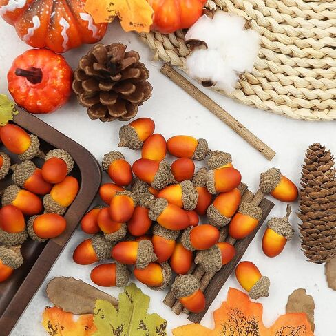 50 Pcs Mini Artificial Lifelike Golden Brown Acorns with Natural Cap Simulation Oak Nut for Crafts, Wedding, Home Vase Filler, Photo Booth Studio Props, Autumn Thanksgiving Christmas Decor in Saudi Arabia