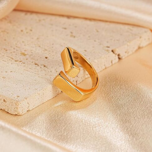 Sylph Chunky gold rings For Women Trendy 14K Gold Plated Irregular Statement Open Ring Band Dainty Adjustable Starfish Branches Flower Heart Geometric Rings Jewelry Gift For Her in Saudi Arabia